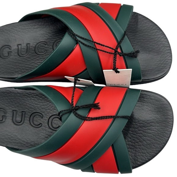 Gucci Rubber Web Criss Cross Slide Sandals Size 38 IT - Picture 8 of 16